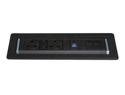 One Touch with 2no UK Fused Sockets Black