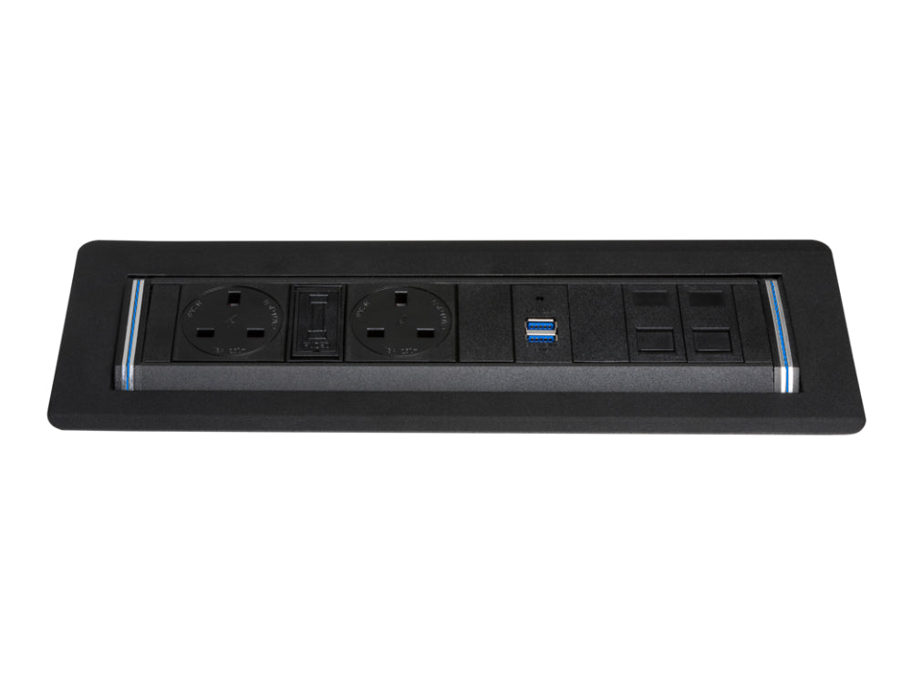 One Touch with 2no UK Fused Sockets Black