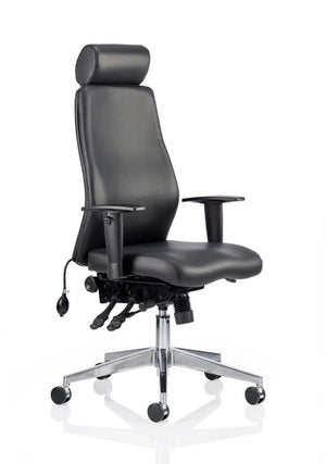 Onyx Ergo Posture Chair Black Fabric Without Headrest With Arms Image 19