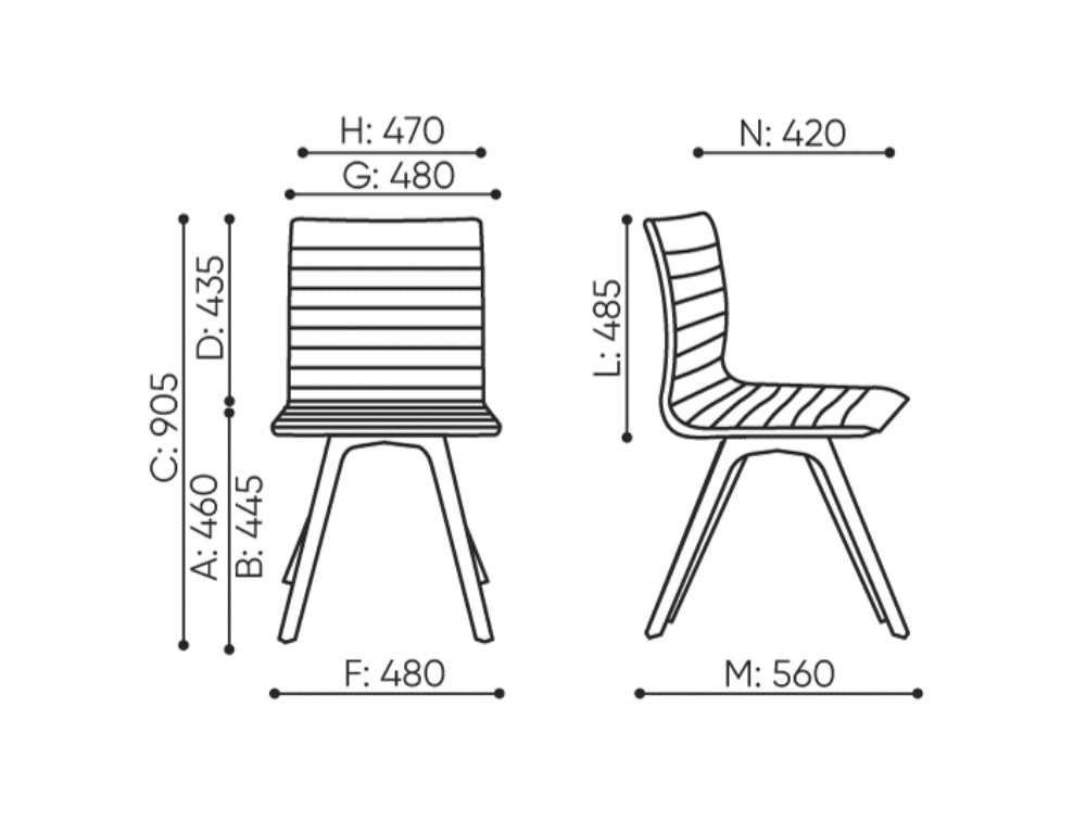 Orte Wooden Meeting Room Chair Dimensions