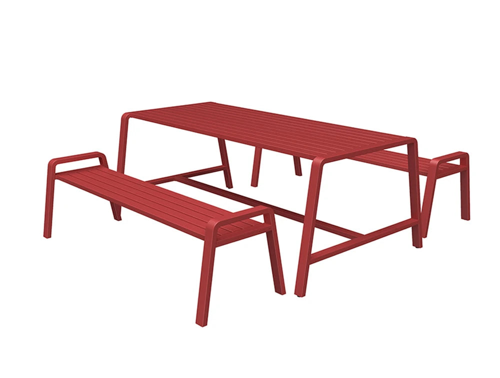 Osti Canteen Indoor And Outdoor Table And Benches In Red