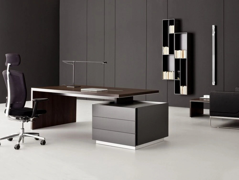 Ostin Executive Office Brown Desk With Drawers