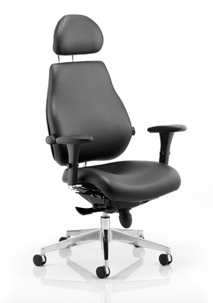 Chiro Plus Ultimate Black Leather With Arms With Headrest Image 2