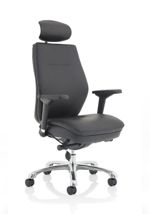 Domino Black Bonded Leather With Arms & Headrest