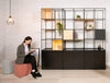 Palisades Metal Grid Bookcases With Hanging Plant And Locker With Flush Lock