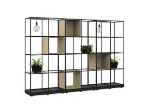 Palisades Metal Grid Office Space Dividers With Alcoves Pot Plant Shelf And Light