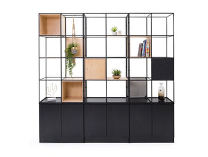Palisades Metal Grid Office Space Storage With Alcove Locker And Hanging Plant