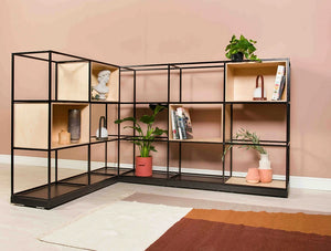 Palisades Metal Grid Room Dividers Space Bookcase With Alcove