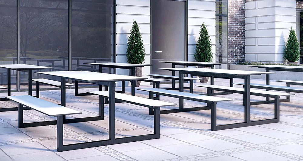Parc Outdoor Dining Table And Benches 2