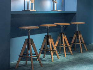 Pedrali Arki Swivel Oak Stool With Gas Lift 2 In Wooden Top Finish In Bar Settings