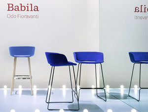 Pedrali Babila Stool With Backrest 2 In Blue Seat Finish