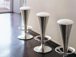 Pedrali Dream Upholstered Stool 2 In Chrome Finish With White Seat Finish