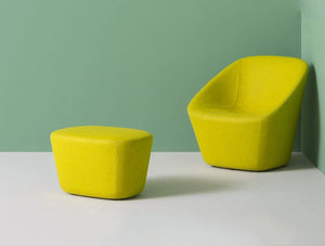 Pedrali Log Upholstered Lounge Armchair 2 In Yellow With Pouf