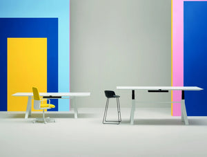 Pedrali Temps Executive Chair 6 In Yellow With White Table In Office Setting