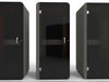 Penelope Acoustic Work Booth With Black Upholstered Finish And Metal Door Handles