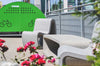 Petrus Rectangular Grey Finish Bench with Chair in Outdoor Setting 2