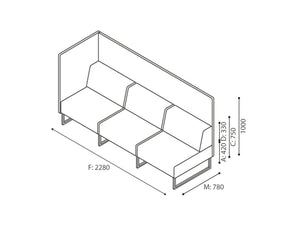 Plint Upholstered 3 Seater Modular Sofa Dimensions