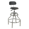 Pneumatic Workshop Stool with Adjustable Height Swivel Seat & Back Rest