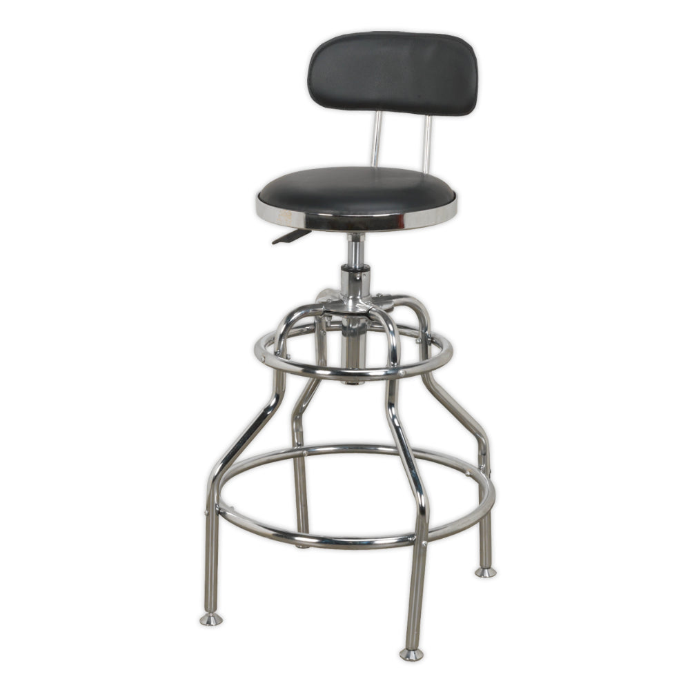 Pneumatic Workshop Stool with Adjustable Height Swivel Seat and Back Rest SCR14 2