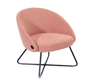 Pocket Reception Chair in Black Wire Base - Pastel Pink Fabric
