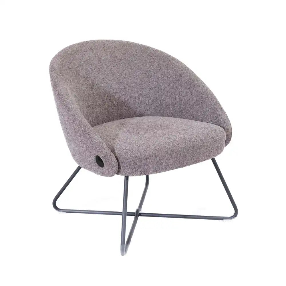 Pocket Reception Chair in Black Wire Base - Grey Fabric