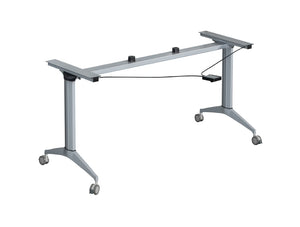 Portable 1600mm Fliptop Training Table Frame with Linking Clips Silver