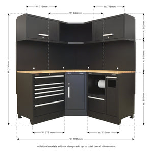 Premier Corner Storage System with Hardwood Worktop 1.71m APMSCOMBO6W 10