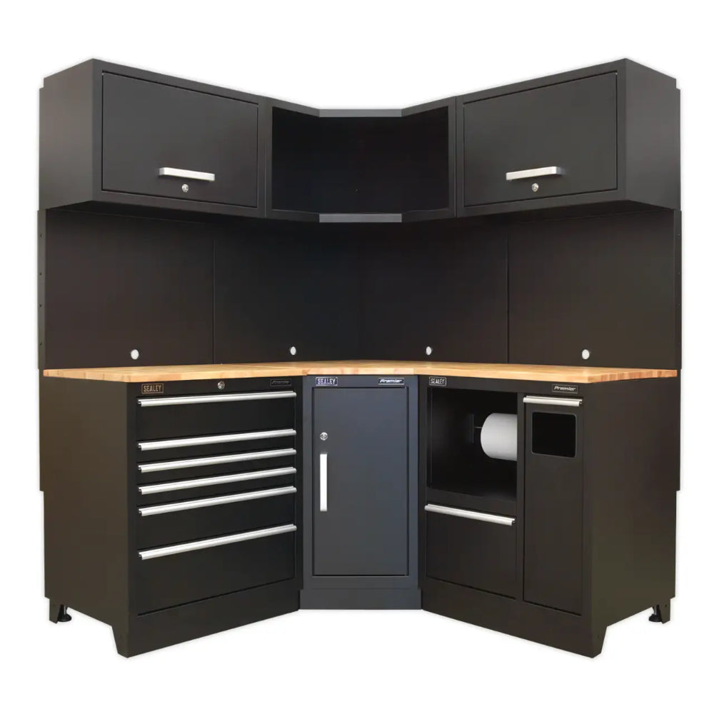 Premier Corner Storage System with Hardwood Worktop 1.71m