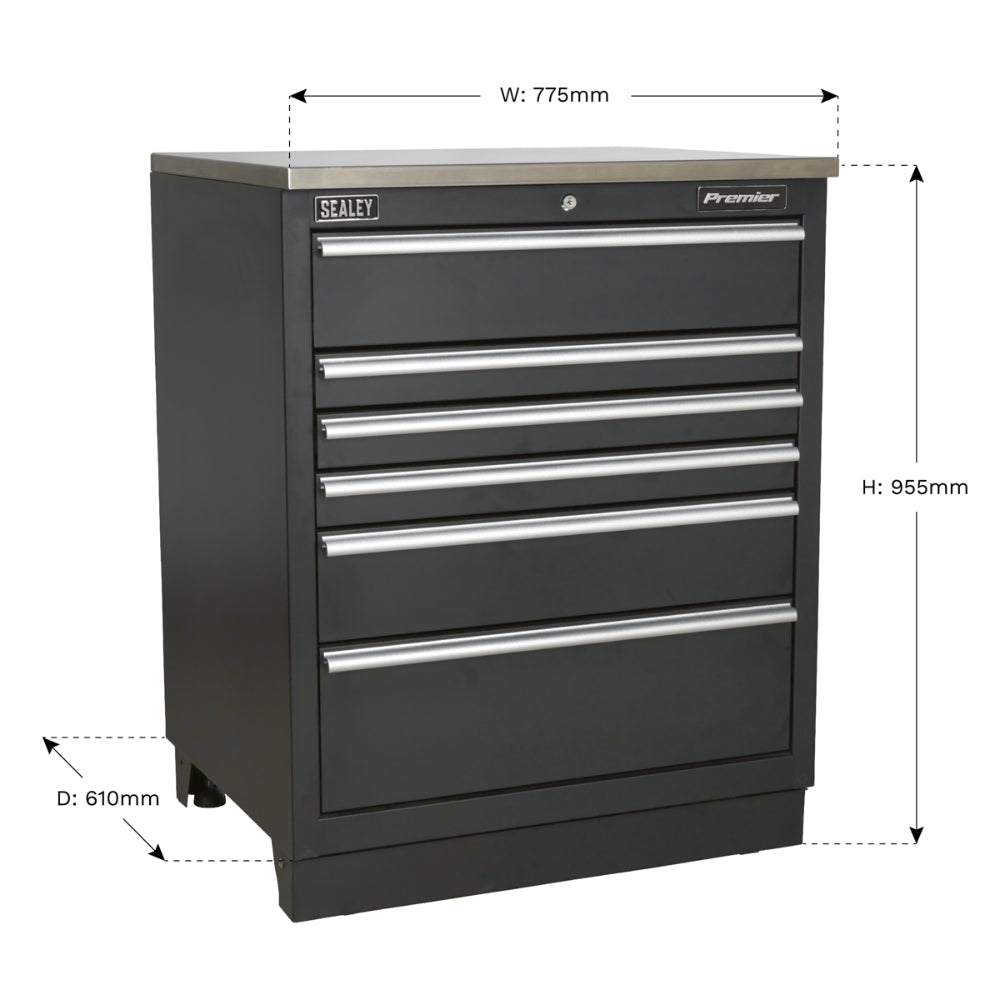 Premier Heavy-Duty Modular Floor Cabinet 6 Drawer 775mm APMS03 3
