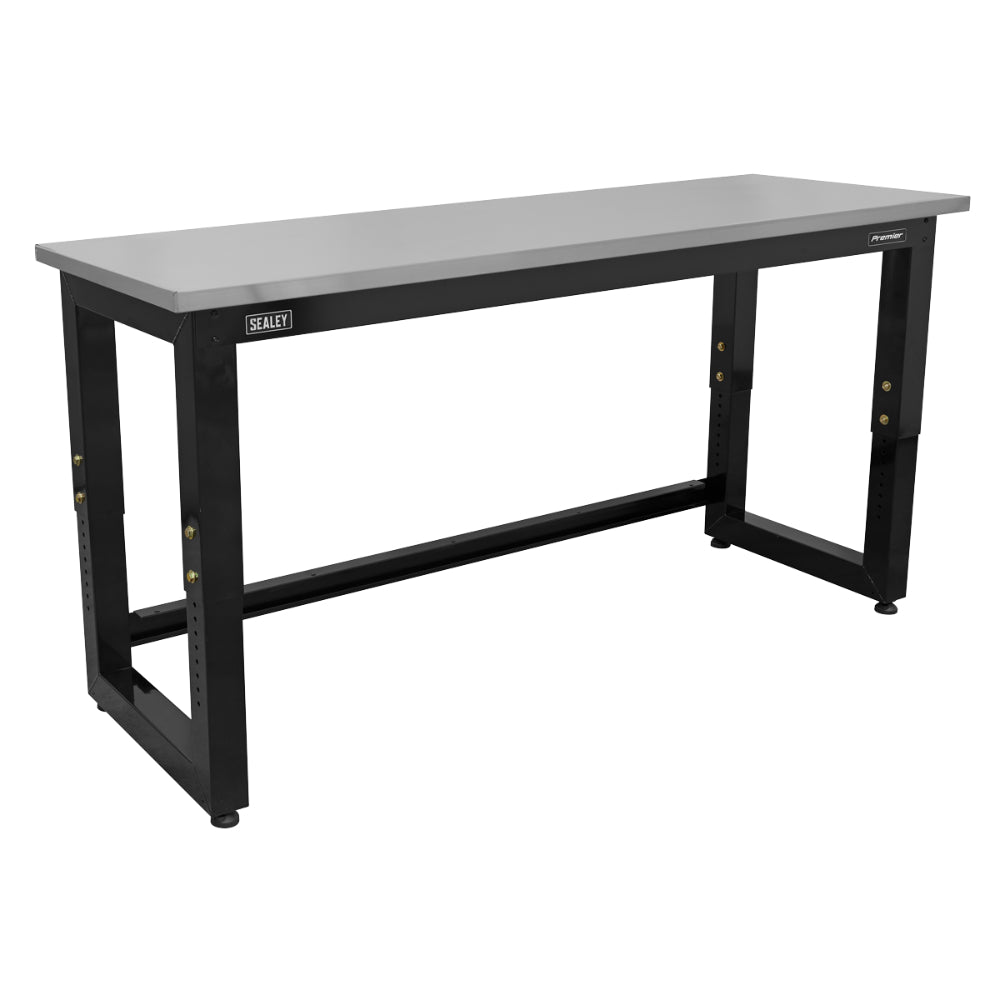 Premier Heavy-Duty Steel Adjustable Workbench with Stainless Steel Worktop 1830mm APMS23 2