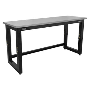 Premier Heavy-Duty Steel Adjustable Workbench with Stainless Steel Worktop 1830mm APMS23 2