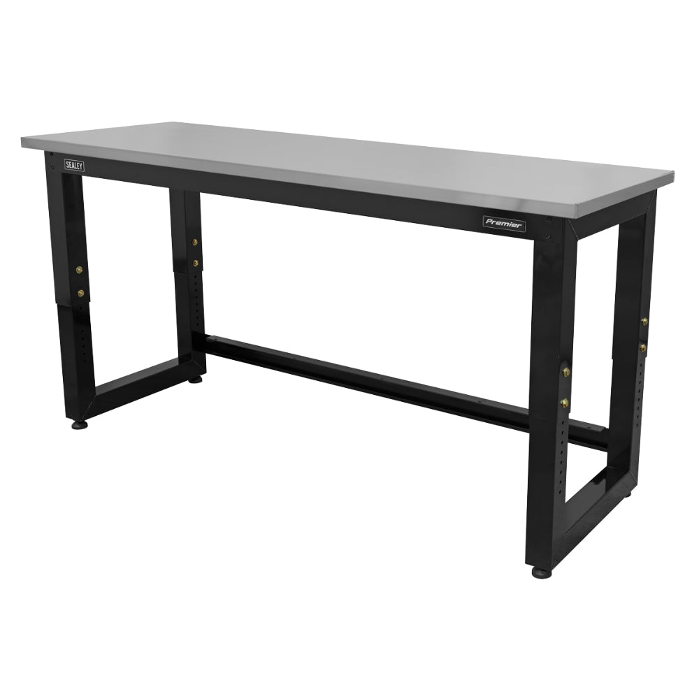 Premier Heavy-Duty Steel Adjustable Workbench with Stainless Steel Worktop 1830mm APMS23 3