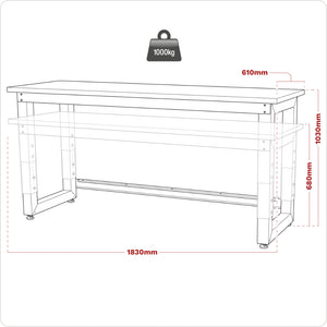 Premier Heavy-Duty Steel Adjustable Workbench with Stainless Steel Worktop 1830mm APMS23 4