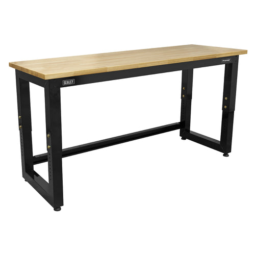 Premier Heavy-Duty Steel Adjustable Workbench with Wooden Worktop 1830mm