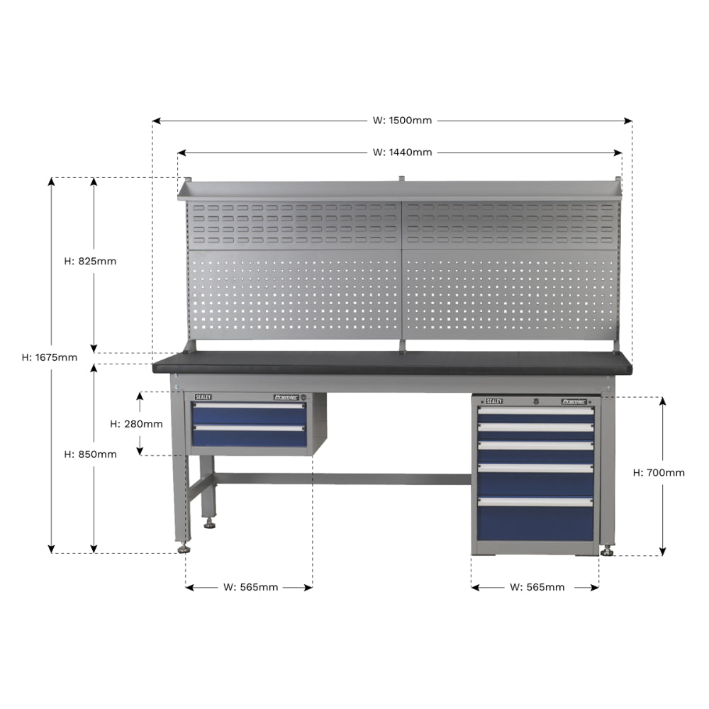 Premier Industrial Double Drawer Unit for API Series Workbenches API15 5