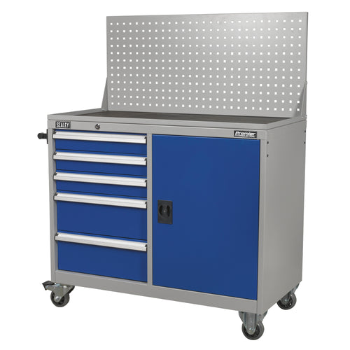 Premier Industrial Mobile Workstation with 5 Drawers & 1 Shelf