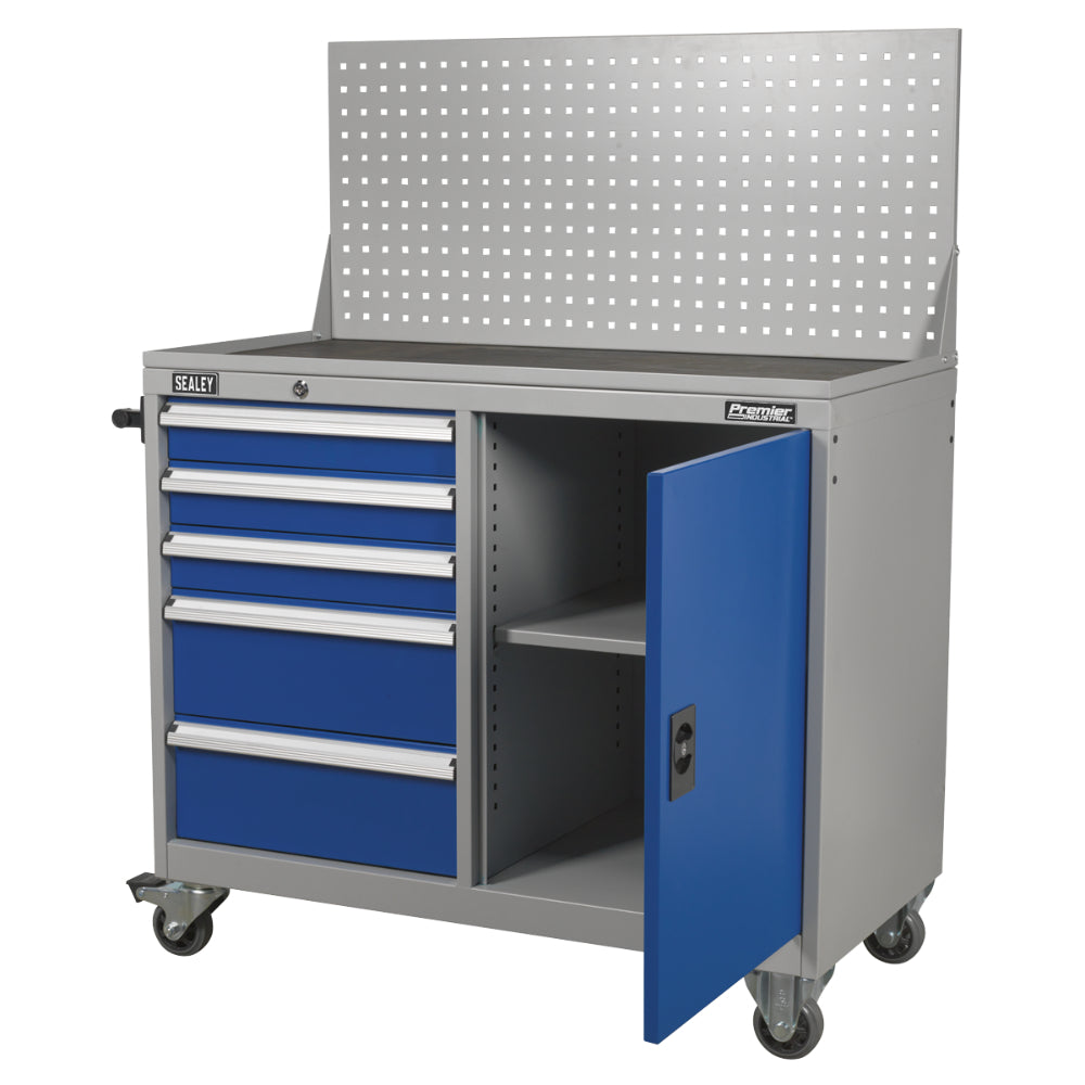 Premier Industrial Mobile Workstation with 5 Drawers and 1 Shelf API1103A 8