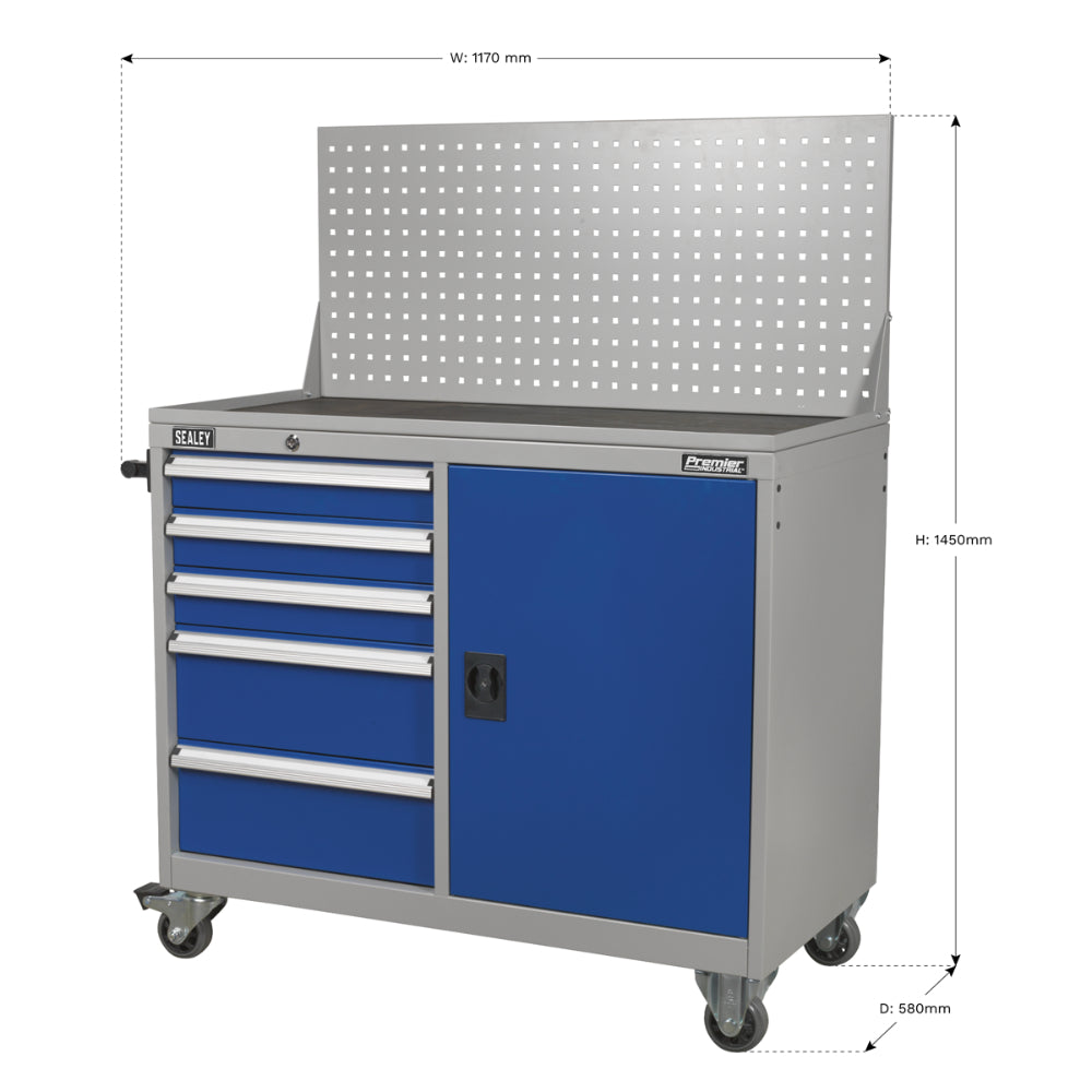 Premier Industrial Mobile Workstation with 5 Drawers and 1 Shelf API1103A 9