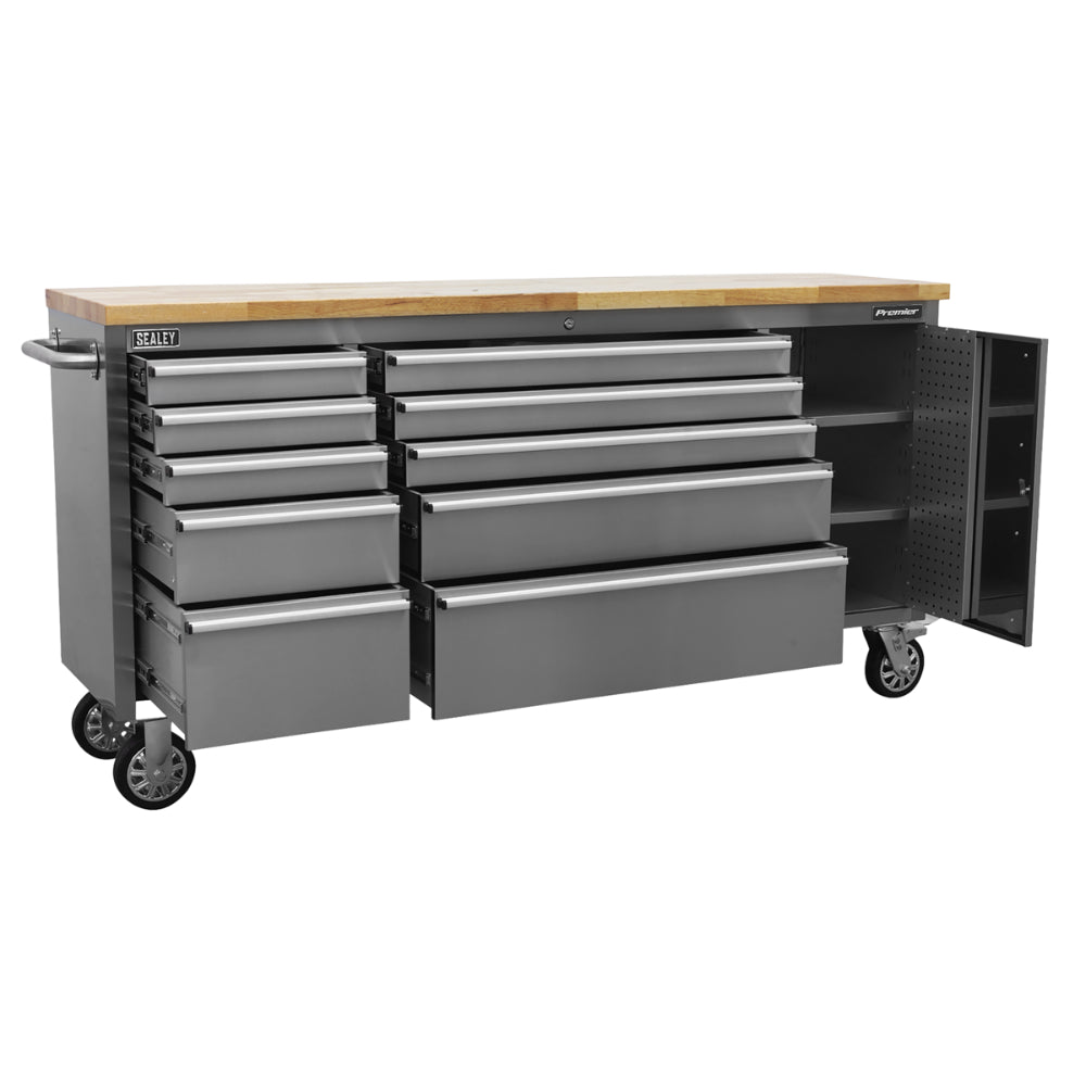 Premier Mobile Stainless Steel Tool Cabinet and Cupboard 10 Drawer AP7210SS 2