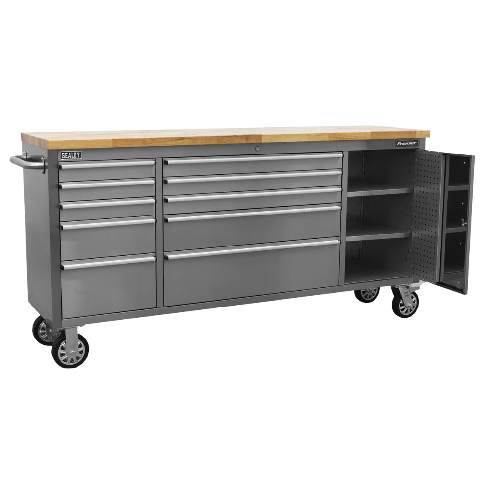 Premier Mobile Stainless Steel Tool Cabinet and Cupboard 10 Drawer AP7210SS 3
