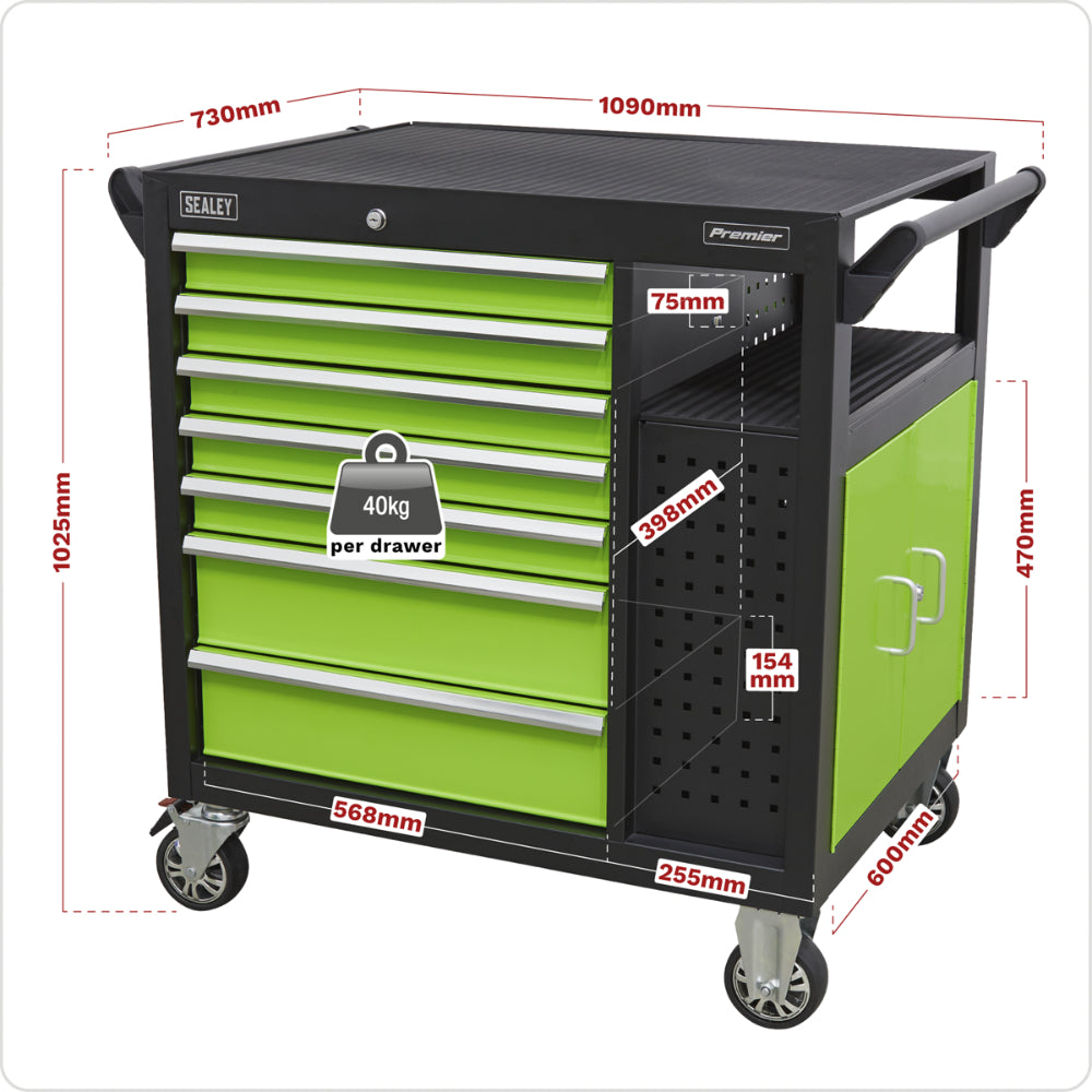Premier Mobile Workstation with 7 Drawers and Cupboard 920mm AP36MWS 15