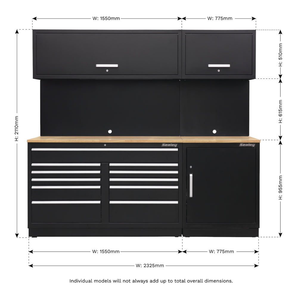 Premier Storage System with Hardwood Worktop 2.33m APMSCOMBO4W 9