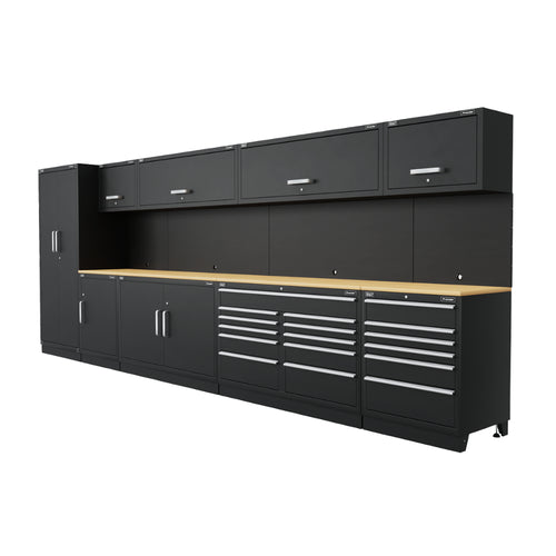 Premier Storage System with Hardwood Worktop 5.58m