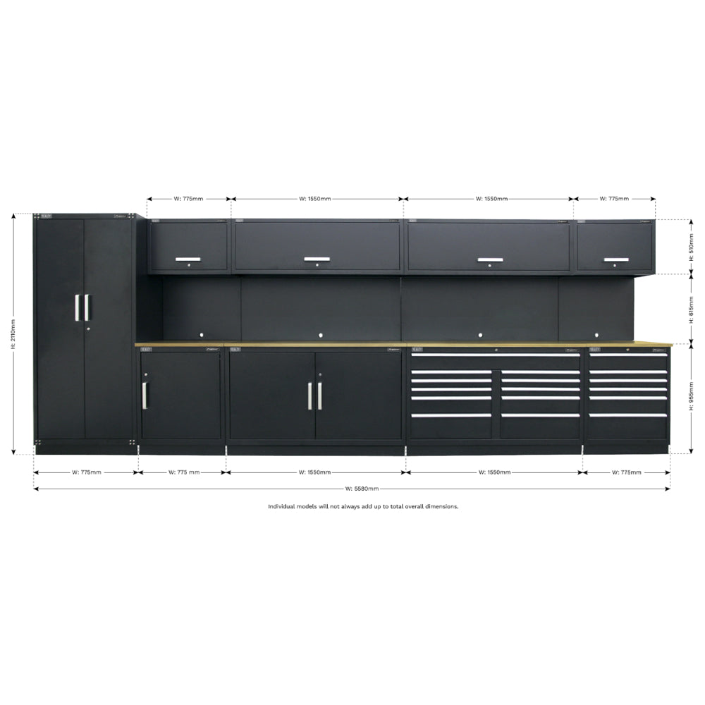 Premier Storage System with Hardwood Worktop 5.58m APMSOAK 2