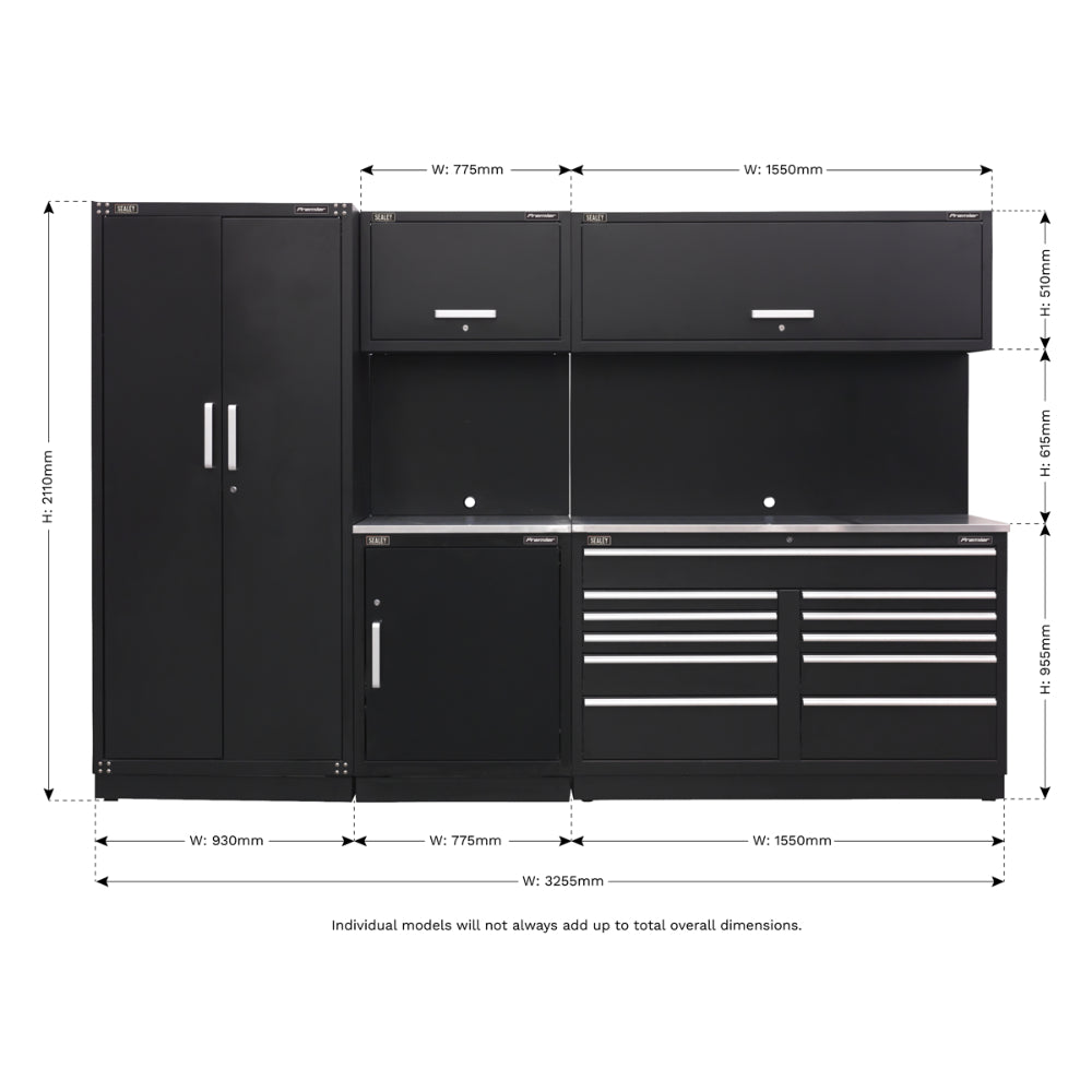 Premier Storage System with Stainless Worktop 3.26m APMSCOMBO2SS 10