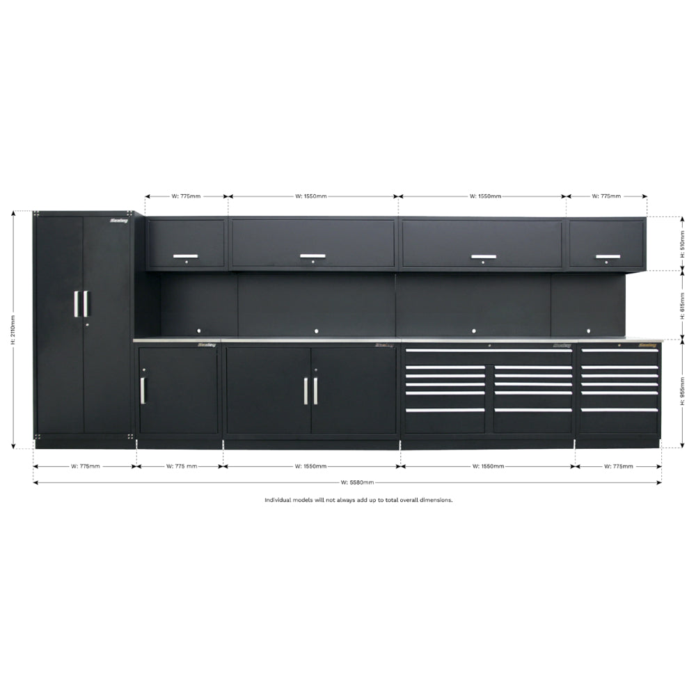 Premier Storage System with Stainless Worktop 5.58m APMSSTEEL 2