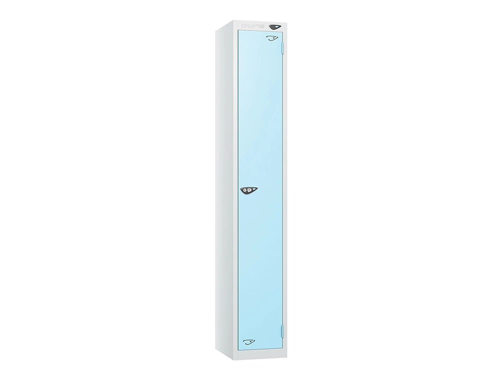 Prime 1-Door Steel Locker - Arctic White & Ribbon Blue