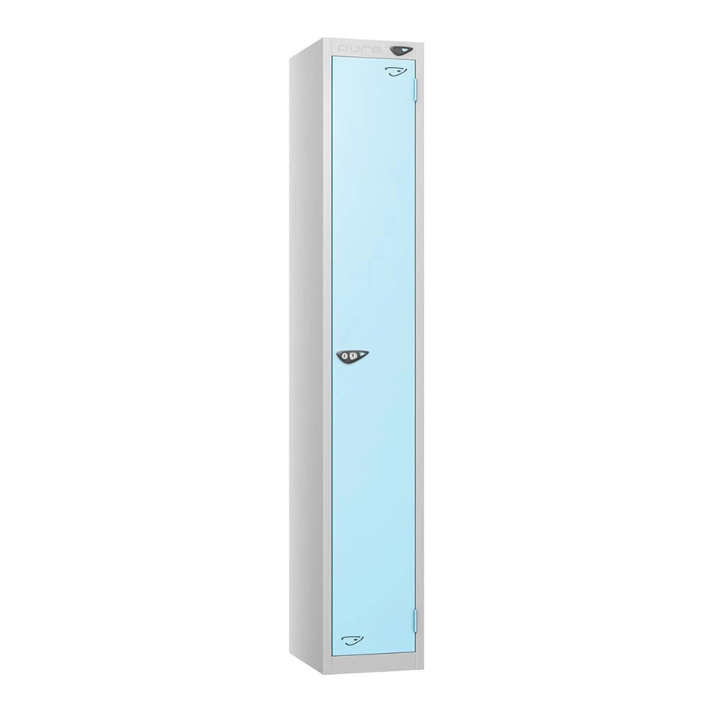 Prime 1-Door Steel Locker - Pearl Silver & Ribbon Blue