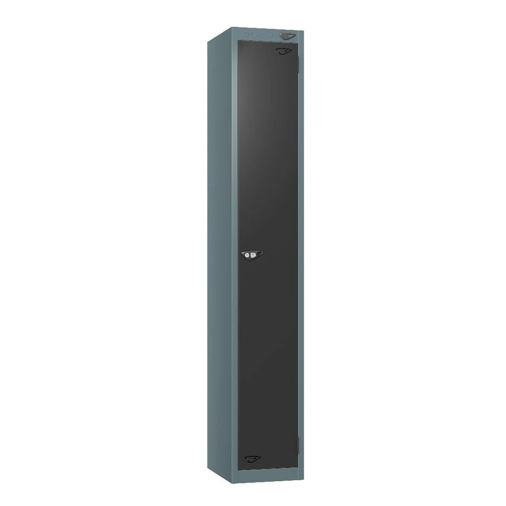Prime 1-Door Steel Locker - Slate Grey & Black