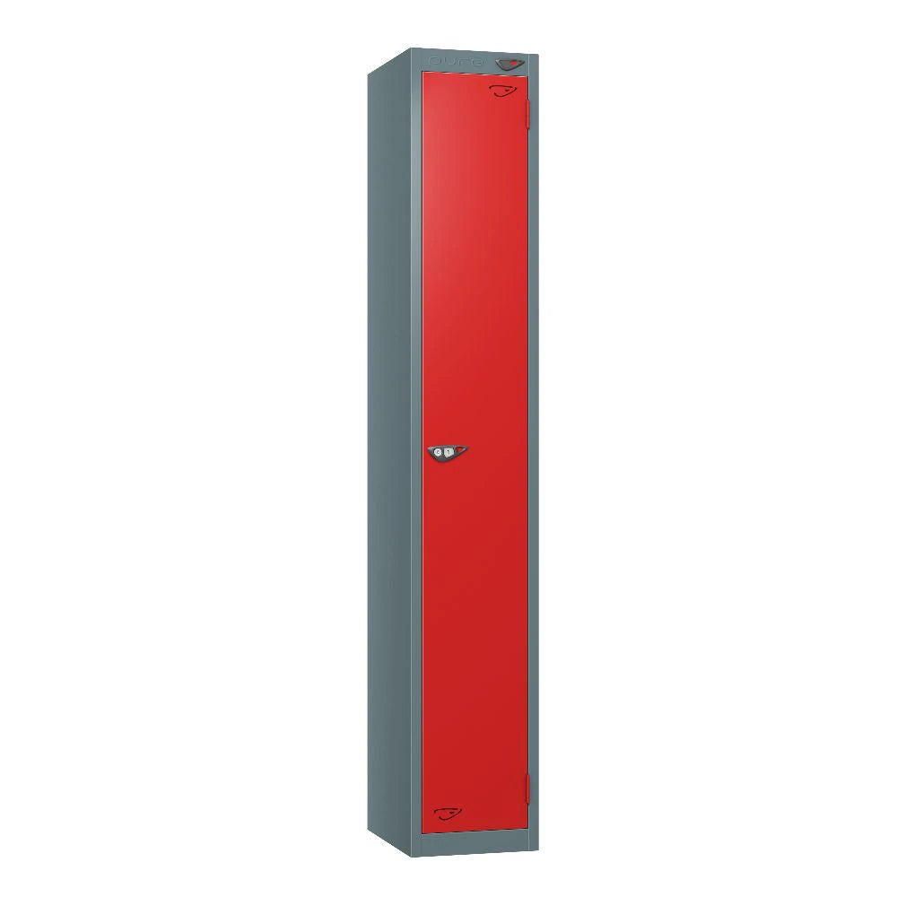 Prime 1-Door Steel Locker - Slate Grey & Flame Red